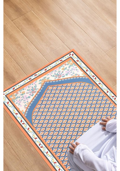 Dijital Baskılı Kaymaz Taban Yıkanabilir Hediyelik Çeyizlik Namazlık Seccade, Seccade-74-Turuncu, modelleri