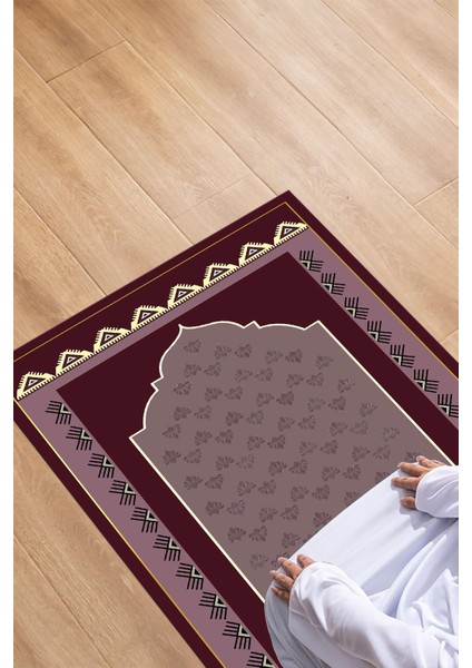 Dijital Baskılı Kaymaz Taban Yıkanabilir Hediyelik Çeyizlik Namazlık Seccade, Seccade-75-Bordo, modelleri