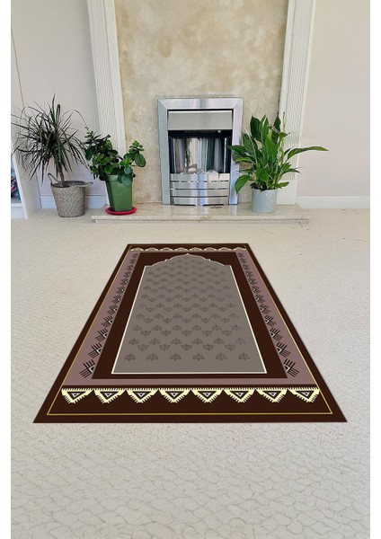 Dijital Baskılı Kaymaz Taban Yıkanabilir Hediyelik Çeyizlik Namazlık Seccade, Seccade-75-Kahve, indirimleri