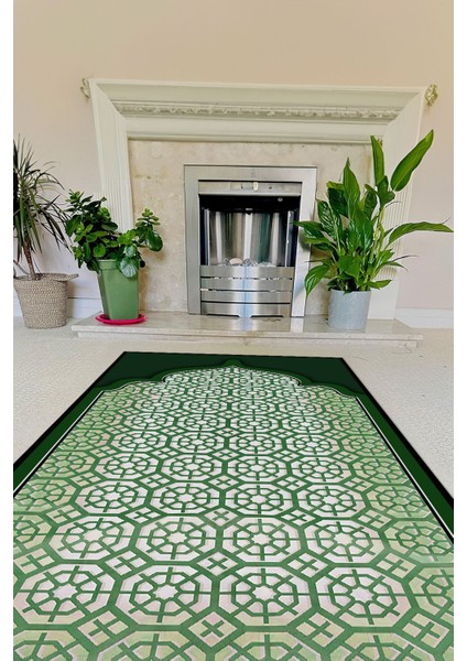 Dijital Baskılı Kaymaz Taban Yıkanabilir Hediyelik Çeyizlik Namazlık Seccade, Seccade-77-Yeşil, indirimleri