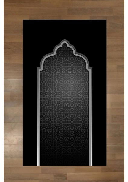 Dijital Baskılı Kaymaz Taban Yıkanabilir Çeyizlik Namazlık Seccade, Seccade-78-Siyah, modelleri