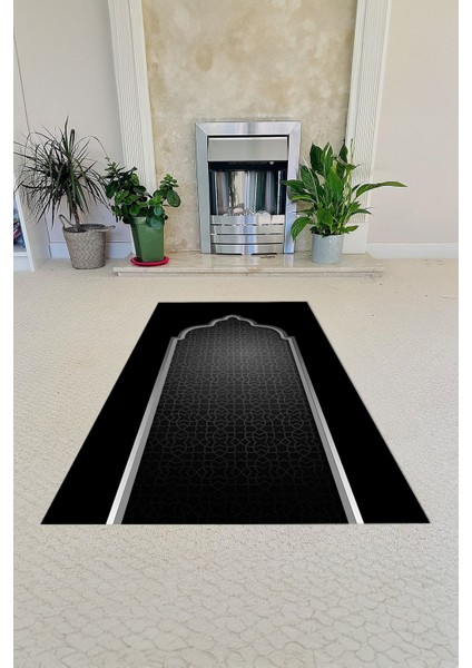 Dijital Baskılı Kaymaz Taban Yıkanabilir Çeyizlik Namazlık Seccade, Seccade-78-Siyah, fırsatları