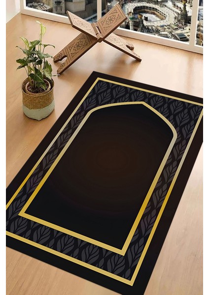 Dijital Baskılı Kaymaz Taban Yıkanabilir Hediyelik Çeyizlik Namazlık Seccade, Seccade-79-Kahve,