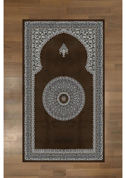 Dijital Baskılı Kaymaz Taban Yıkanabilir Hediyelik Çeyizlik Namazlık Seccade, Seccade-86-Kahve,