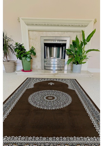 Dijital Baskılı Kaymaz Taban Yıkanabilir Hediyelik Çeyizlik Namazlık Seccade, Seccade-86-Kahve, modelleri