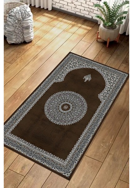 Dijital Baskılı Kaymaz Taban Yıkanabilir Hediyelik Çeyizlik Namazlık Seccade, Seccade-86-Kahve, indirimleri