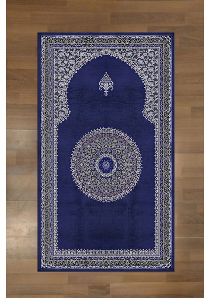 Dijital Baskılı Kaymaz Taban Yıkanabilir Hediyelik Çeyizlik Namazlık Seccade, Seccade-86-Mavi,