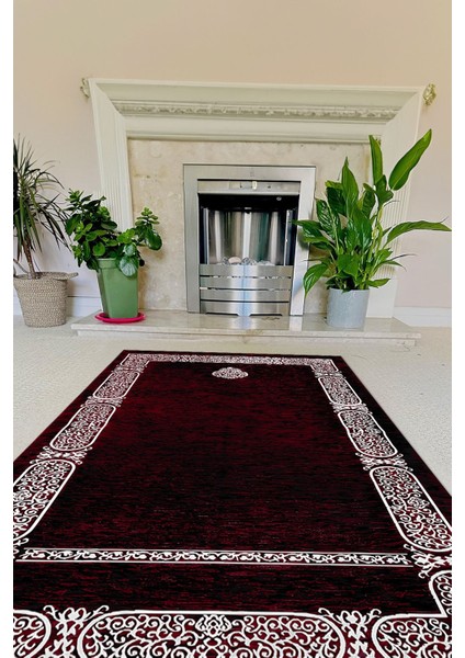 Dijital Baskılı Kaymaz Taban Yıkanabilir Hediyelik Çeyizlik Namazlık Seccade, Seccade-88-Bordo, modelleri