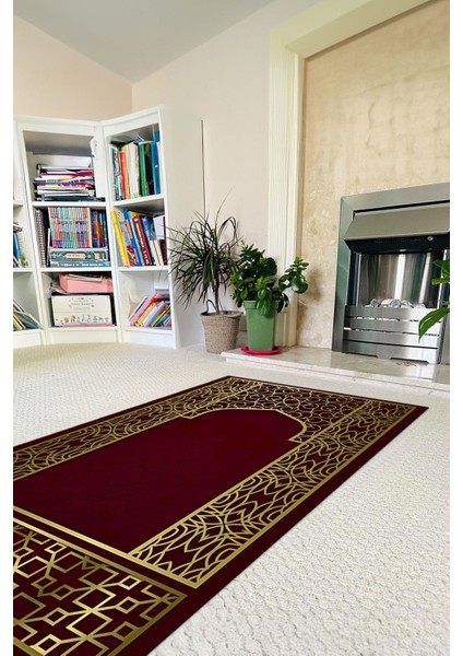 Dijital Baskılı Kaymaz Taban Yıkanabilir Hediyelik Çeyizlik Namazlık Seccade, Seccade-89-Bordo, fırsatları