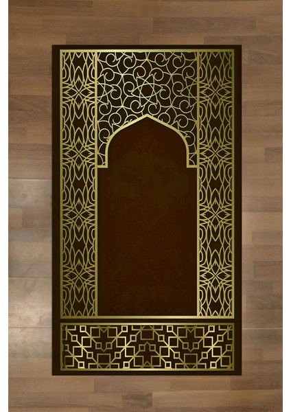 Dijital Baskılı Kaymaz Taban Yıkanabilir Hediyelik Çeyizlik Namazlık Seccade, Seccade-89-Kahve,