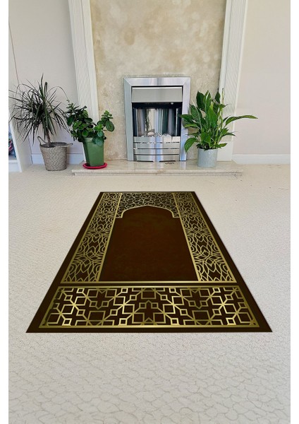 Dijital Baskılı Kaymaz Taban Yıkanabilir Hediyelik Çeyizlik Namazlık Seccade, Seccade-89-Kahve, fiyatları