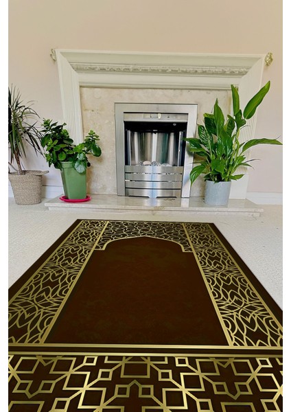 Dijital Baskılı Kaymaz Taban Yıkanabilir Hediyelik Çeyizlik Namazlık Seccade, Seccade-89-Kahve, modelleri