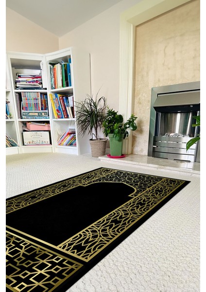 Dijital Baskılı Kaymaz Taban Yıkanabilir Hediyelik Çeyizlik Namazlık Seccade, Seccade-89-Siyah, fırsatları