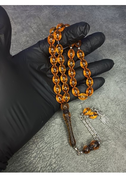 Mos Tesbih Imamesi Oyma Işçilikli Üst Düzey Toz Kehribar Tesbih