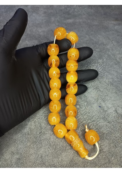 Mos Tesbih Büyük Boy Üst Düzey Maskot Toz Kehribar Tesbih