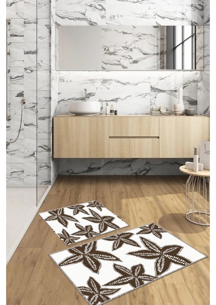 Dijital Baskılı Yıkanabilir Kaymaz Deniz Yıldızı Banyo Paspası Klozet Takımı, Klozet-71-Kahve, fiyatları