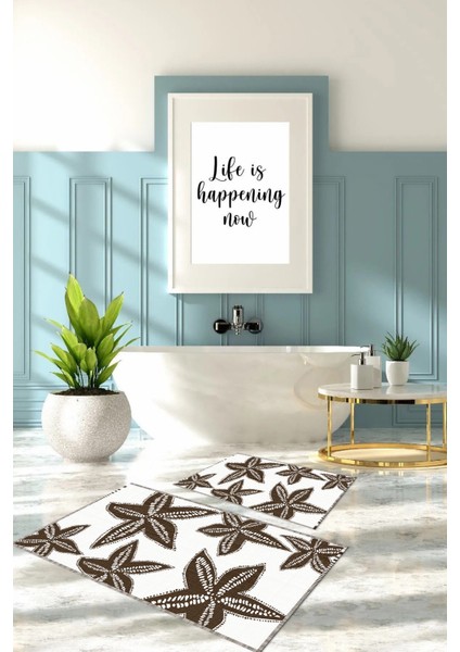 Dijital Baskılı Yıkanabilir Kaymaz Deniz Yıldızı Banyo Paspası Klozet Takımı, Klozet-71-Kahve, fırsatları