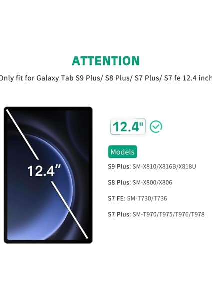Samsung Galaxy Tab S9 Plus / S8 Plus / S7 Plus / S7 Fe Temperli Cam Ekran Koruyucu