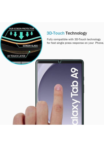 Samsung Galaxy Tab A9 8.7 Inç Ekran Koruyucu Şeffaf Cam Temperli Ekran Camı Tam Uyumlu