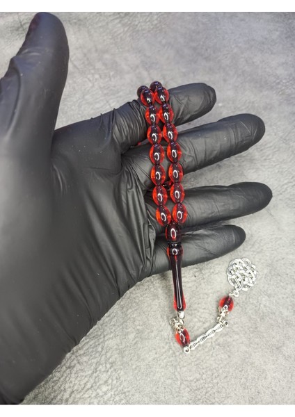 Mos Tesbih Arpa Kesim Kırmızı Toz Kehribar Tesbih fiyatları