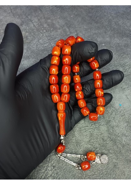 Mos Tesbih Üst Düzey Hareli Toz Kehribar Tesbih