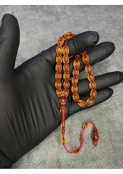 Mos Tesbih Sistemli Üst Düzey Usta Işi Toz Kehribar Tesbih