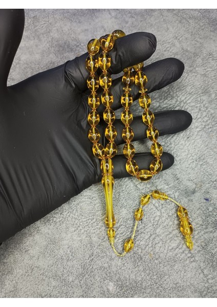 Mos Tesbih Sistemli Üst Düzey Toz Kehribar Tesbih