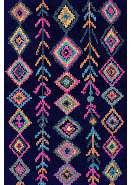 Dijital Baskılı Kaymaz Yıkanabilir Iskandinav Desenli Üçlü Yatak Odası, Yo-Iskandinav-38-Lacivert, fiyatları