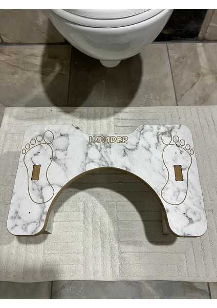 Tuvalet Wc Taburesi Basamak Klozet Altı Tabure Ayak Destek Taburesi Çocuk Yetişkin Beyaz Mermer Desen