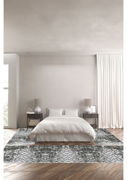 Dijital Baskılı Kaymaz Yıkanabilir Iskandinav Modern Sade Üçlü Yatak Odası, Yo-Iskandinav-47-Gri,