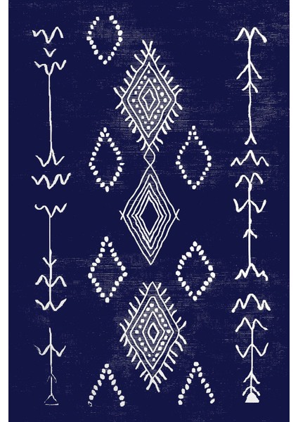 Baskılı Kaymaz Yıkanabilir Iskandinav Klasik Etnik Üçlü Yatak Odası, Yo-Iskandinav-50-Lacivert, fiyatları