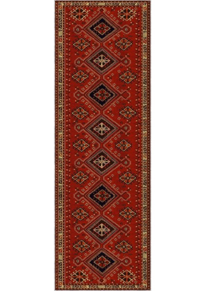 Baskılı Kaymaz Taban Yıkanabilir Etnik Klasik Görünümlü Üçlü Yatak Odası, Yo-Etnik-24-Kırmızı, modelleri