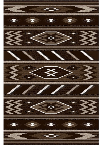 Baskılı Kaymaz Taban Yıkanabilir Etnik Hasır Görünümlü Üçlü Yatak Odası, Yo-Etnik-25-Kahve, fiyatları