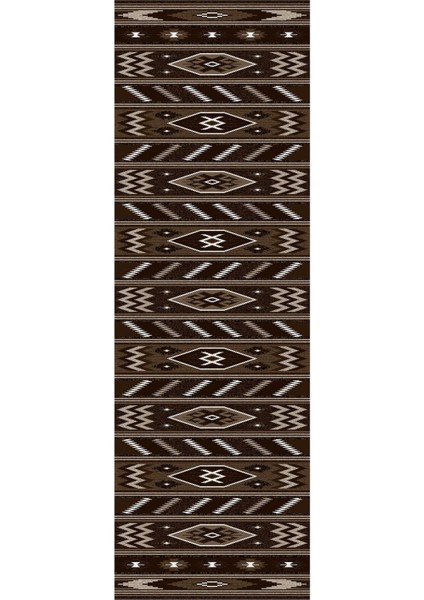 Baskılı Kaymaz Taban Yıkanabilir Etnik Hasır Görünümlü Üçlü Yatak Odası, Yo-Etnik-25-Kahve, modelleri