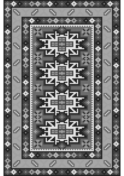 Baskılı Kaymaz Taban Yıkanabilir Etnik Çerçeve Model Üçlü Yatak Odası, Yo-Etnik-26-Gri, fiyatları