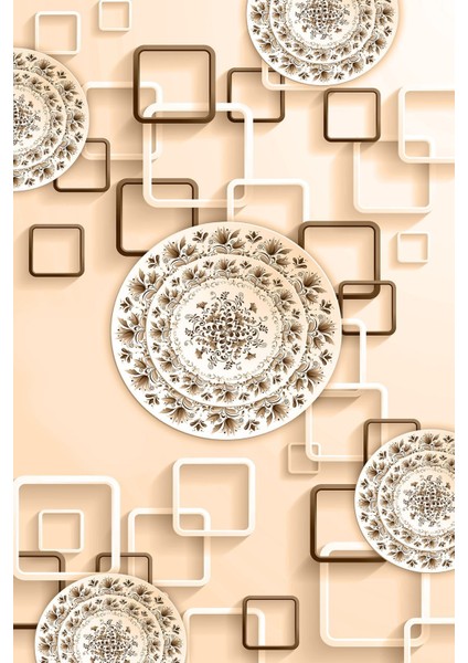 Dijital Baskılı Kaymaz Yıkanabilir Modern Çiçek Görünümlü Üçlü Yatak Odası, Yo-Modern-212-Bej, fiyatları