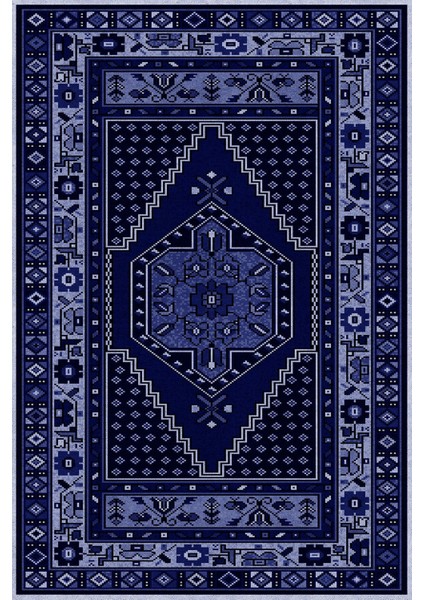 Baskılı Kaymaz Taban Yıkanabilir Etnik Klasik Çerçeve Model Üçlü Yatak Odası, Yo-Etnik-33-Lacivert, fiyatları