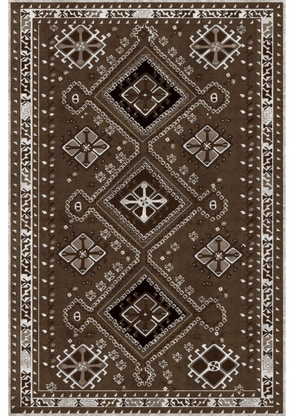 Baskılı Kaymaz Taban Yıkanabilir Etnik Klasik Görünümlü Üçlü Yatak Odası, Yo-Etnik-24-Kahve, fiyatları