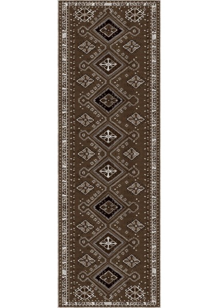 Baskılı Kaymaz Taban Yıkanabilir Etnik Klasik Görünümlü Üçlü Yatak Odası, Yo-Etnik-24-Kahve, modelleri