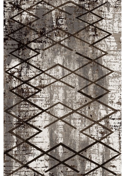 Dijital Kaymaz Yıkanabilir Modern Sade Zigzag Desenli Üçlü Yatak Odası, Yo-Modern-171-Kahve,