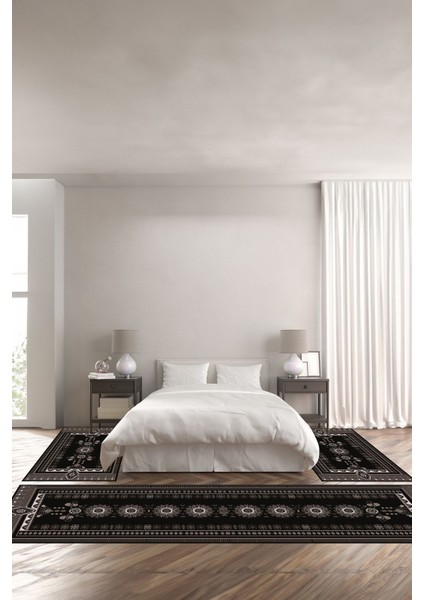 Baskılı Kaymaz Taban Yıkanabilir Etnik Geleneksel Desen Üçlü Yatak Odası, Yo-Etnik-29-Vizon,