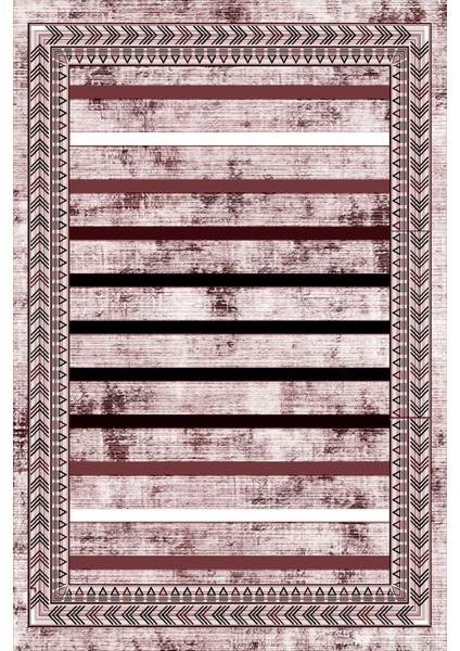 Dijital Baskılı Kaymaz Yıkanabilir Modern Çizgili Çerçeveli Üçlü Yatak Odası, Yo-Modern-174-Bordo, fiyatları