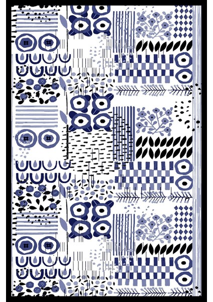 Dijital Baskılı Kaymaz Yıkanabilir Modern Motif Desenli Üçlü Yatak Odası, Yo-Modern-216-Lacivert, fiyatları