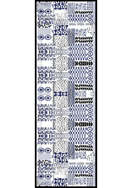 Dijital Baskılı Kaymaz Yıkanabilir Modern Motif Desenli Üçlü Yatak Odası, Yo-Modern-216-Lacivert, modelleri