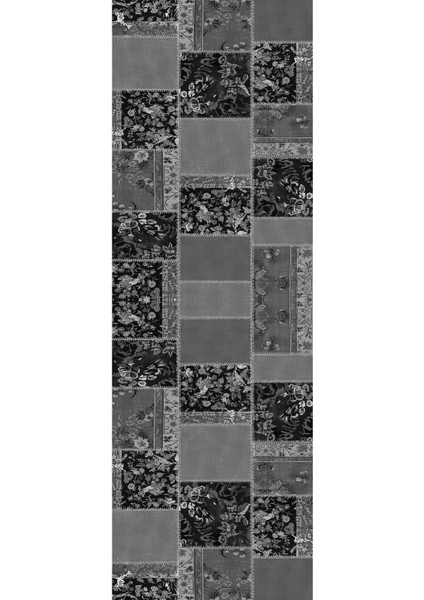 Baskılı Kaymaz Yıkanabilir Patchwork Gül Motifli Modern Üçlü Yatak Odası, Yo-Patchwork-40-Gri, modelleri