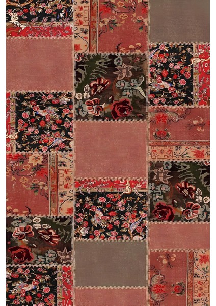 Baskılı Kaymaz Yıkanabilir Patchwork Gül Motifli Modern Üçlü Yatak Odası, Yo-Patchwork-40-Kırmızı, fiyatları