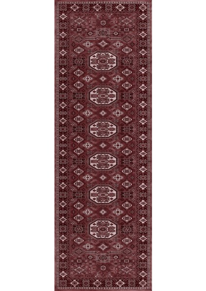 Baskılı Kaymaz Taban Yıkanabilir Etnik Klasik Görünümlü Sade Üçlü Yatak Odası , Yo-Etnik-36-Bordo, modelleri