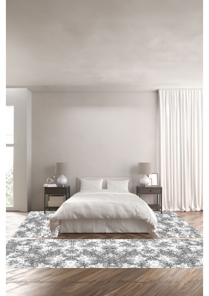 Dijital Baskılı Kaymaz Yıkanabilir Sade Düz Etnik Desenli Üçlü Yatak Odası, Yo-Sade-94-Beyaz,