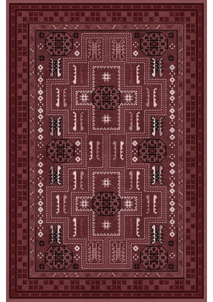 Dijital Kaymaz Yıkanabilir Etnik Geleneksel Çerçeveli Model Üçlü Yatak Odası, Yo-Etnik-49-Bordo, fiyatları