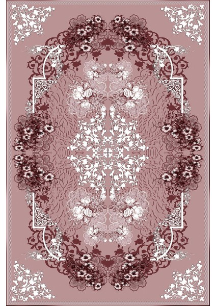 Dijital Kaymaz Taban Yıkanabilir Klasik Çiçek Figürlü Üçlü Yatak Odası, Yo-Klasik-50-Bordo, fiyatları